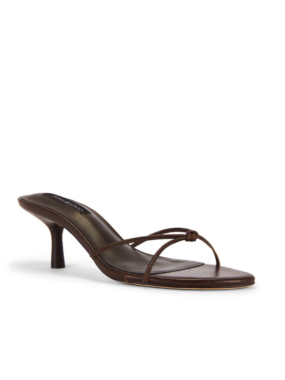 Tony Bianco Dana Heels Chocolate Brown Strappy Kitten shoes sandals Revolve 5.5
